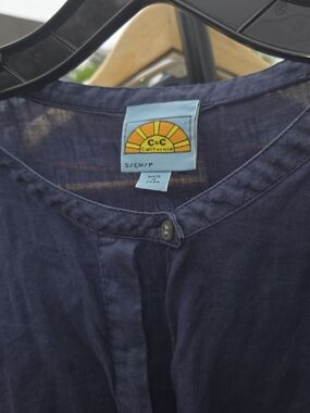 C&C California Navy Button-Up Henley Top